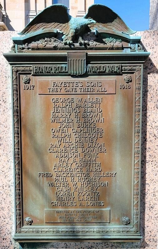 Fayette County World War Memorial, Honor Roll on the left image. Click for full size.