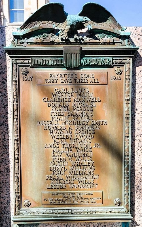 Fayette County World War Memorial, Honor Roll on the right image. Click for full size.