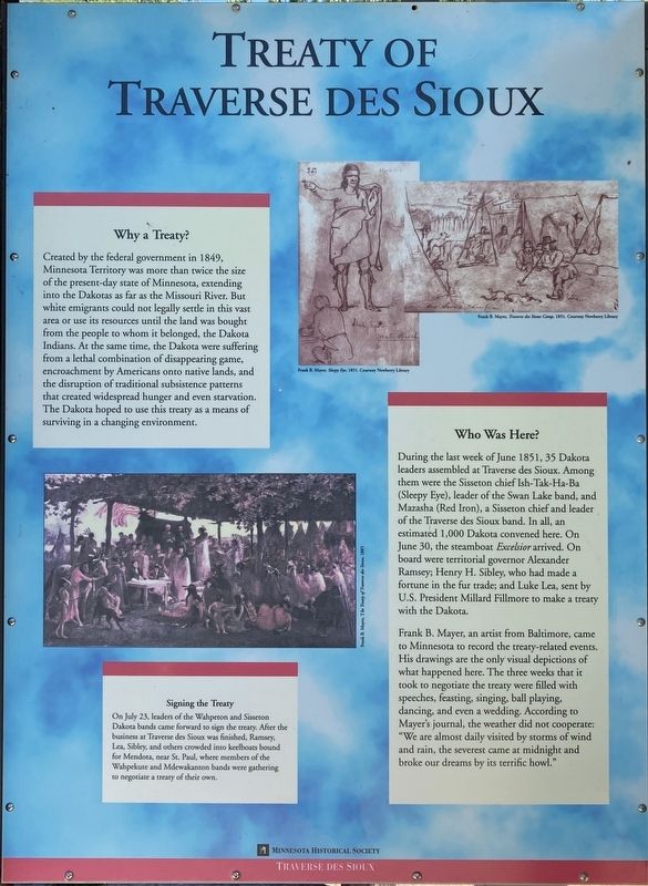 Treaty of Traverse Des Sioux Marker image. Click for full size.