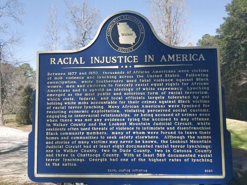 Racial Injustice in America Marker. Click for full size. Racial Injustice in America Marker image. Click for full size.