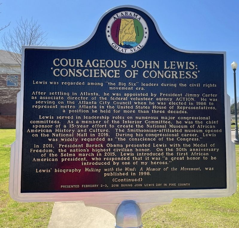 Courageous John Lewis: 'Conscience of Congress' Marker image. Click for full size.