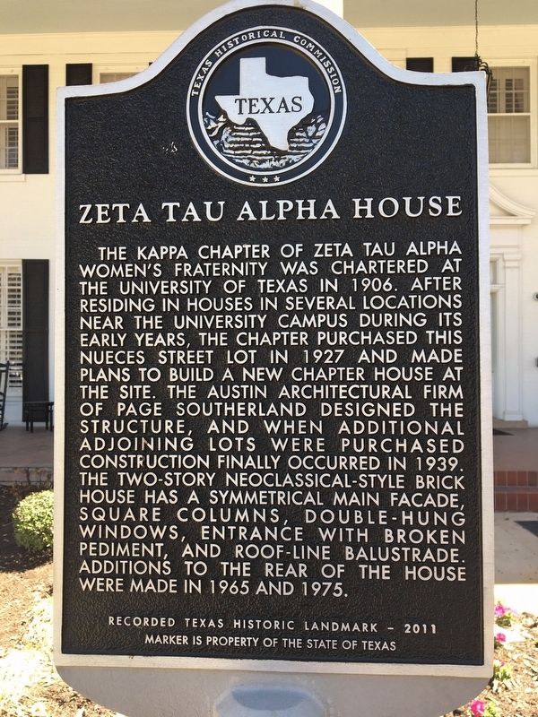 Zeta Tau Alpha House Marker image. Click for full size.