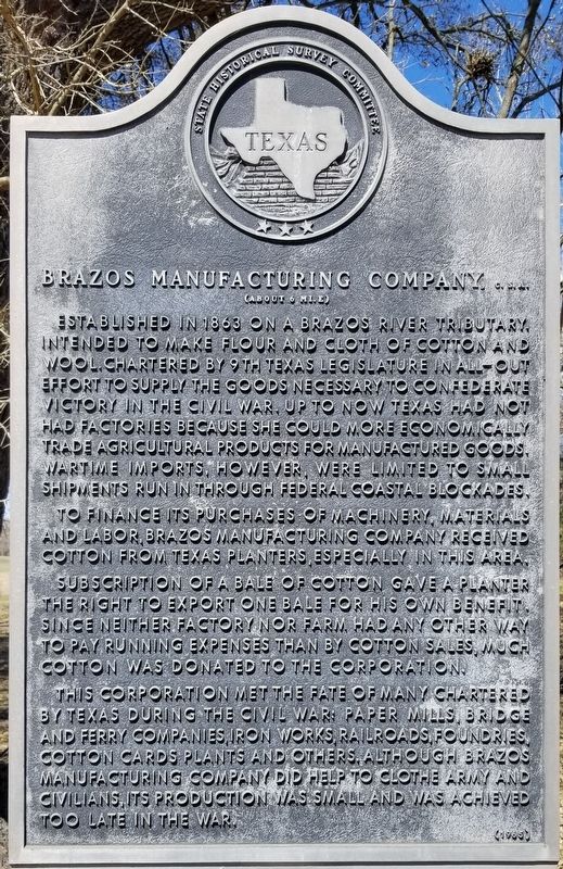Brazos Manufacturing Company, C.S.A. Marker image. Click for full size.