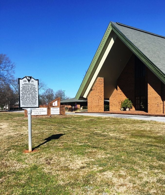 Simpsonville Methodist Church Marker image. Click for full size.