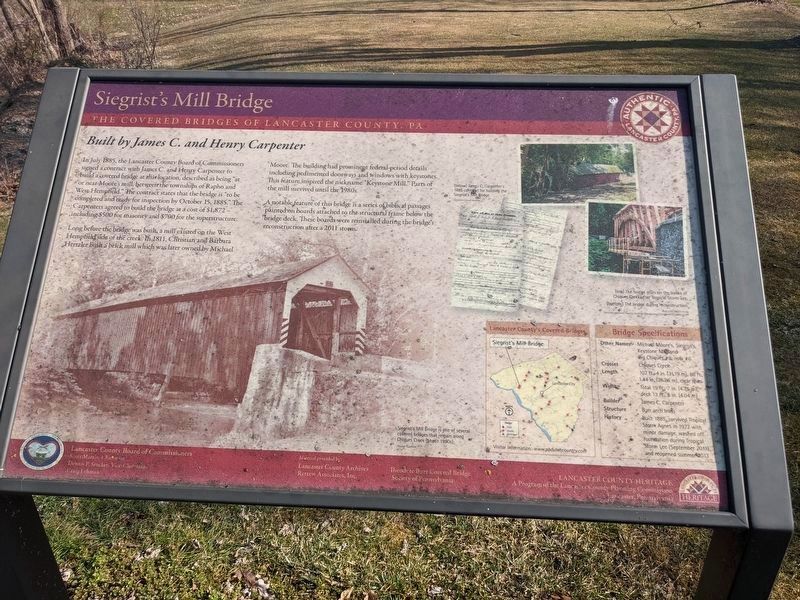 Siegrist's Mill Bridge Marker image. Click for full size.