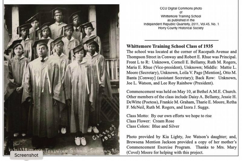 Whittemore Training School Class of 1935 image. Click for full size.
