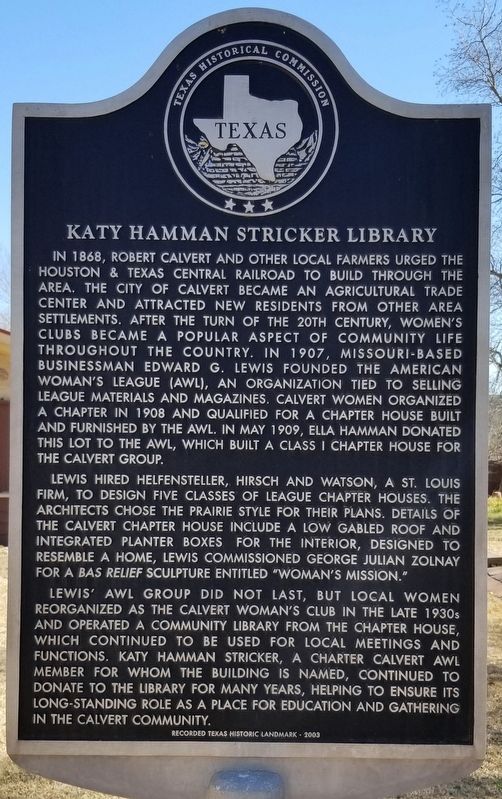 Katy Hamman Stricker Library Marker image. Click for full size.