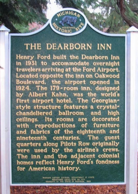 The Dearborn Inn Marker image. Click for full size.