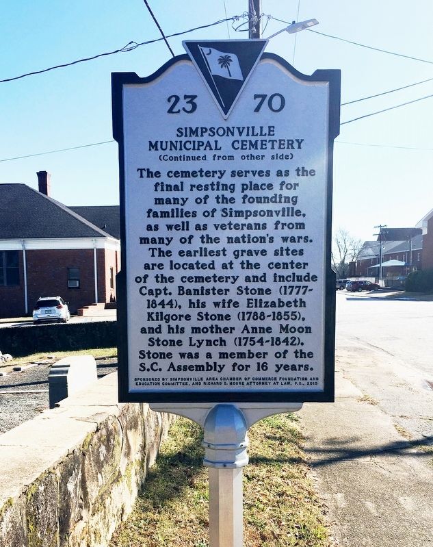 Simpsonville Municipal Cemetery Marker image. Click for full size.