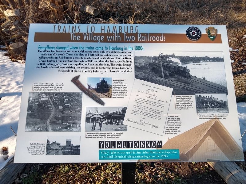 Trains to Hamburg: The Village with Two Railroads Marker image. Click for full size.