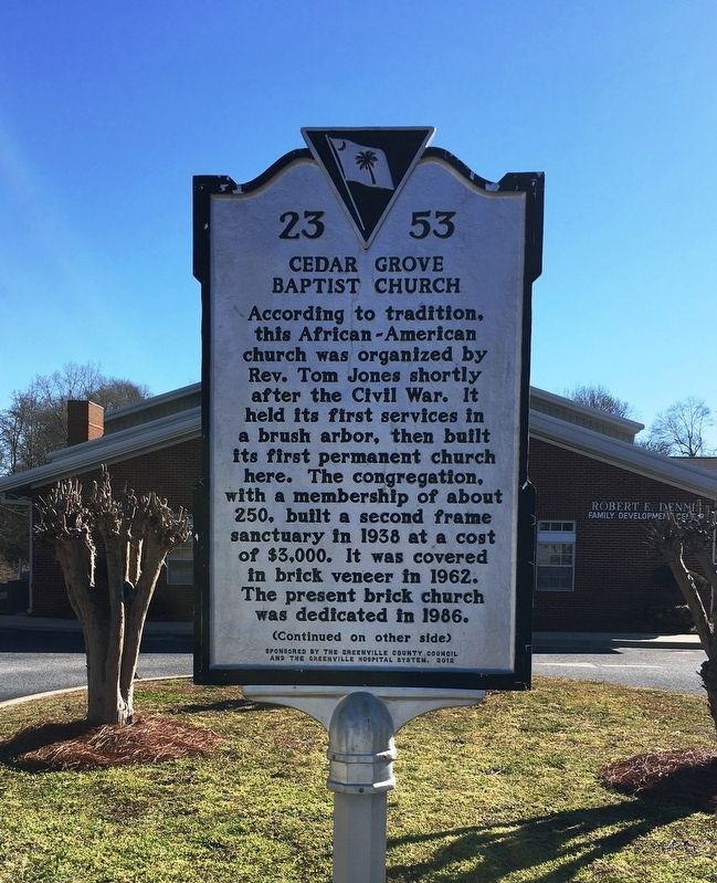 Cedar Grove Baptist Church/ Simpsonville Rosenwald School Historical Marker