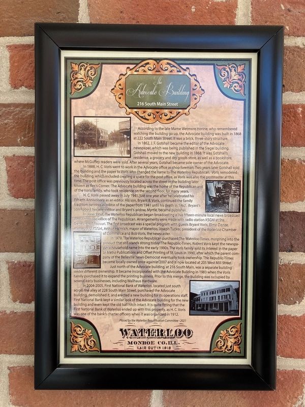 The Advocate Building Marker image. Click for full size.