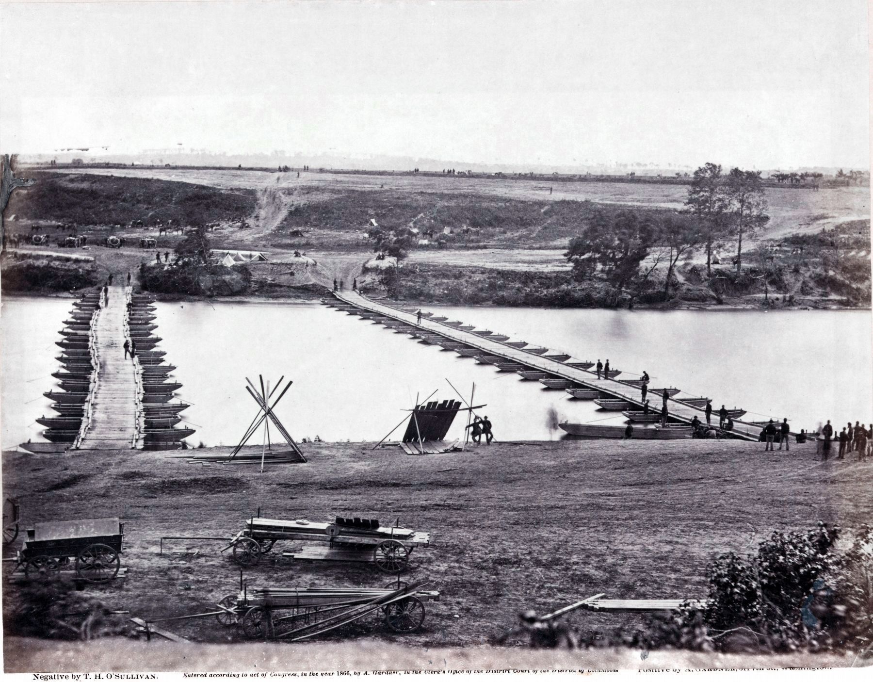 Pontoon Bridges Across the Rappahannock, May 1863. image. Click for full size.