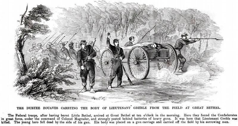 The Duryee Zouaves Carrying the Body of Lieutenant Greble from the Field at Great Bethel image. Click for full size.