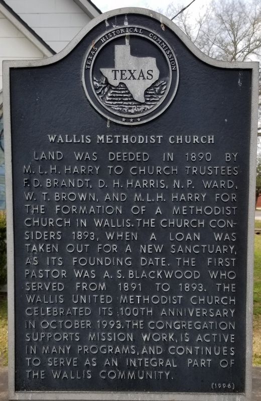 Wallis Methodist Church Marker image. Click for full size.