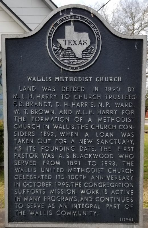 Wallis Methodist Church Marker. Click for full size. Wallis Methodist Church Marker image. Click for full size.