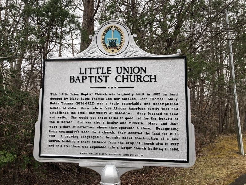 Little Union Baptist Church Marker image. Click for full size.