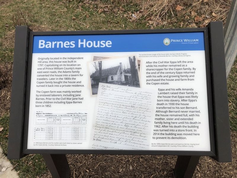 Barnes House Marker image. Click for full size.