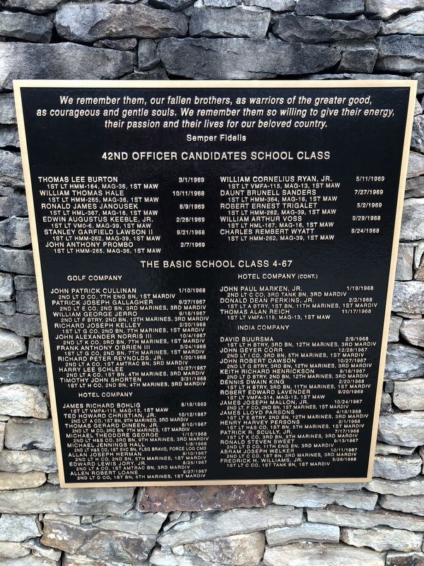 42nd Officer Candidates School Class / The Basic School Class 4-67 Marker image. Click for full size.