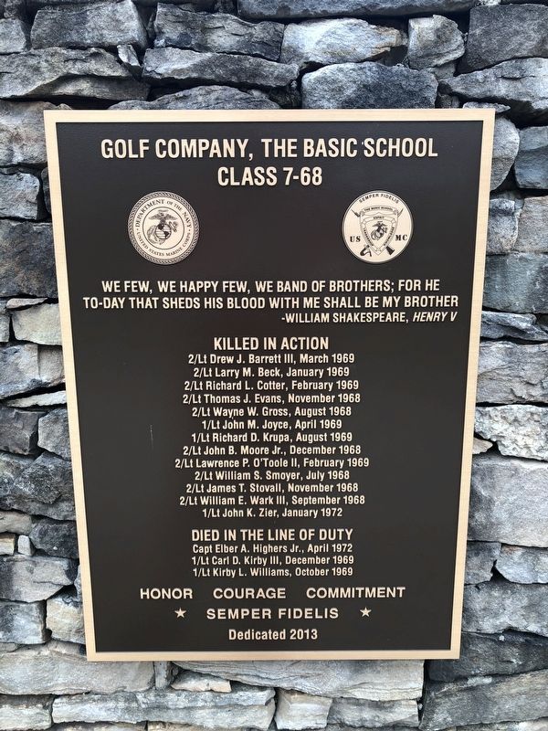 Golf Company, The Basic School Marker image. Click for full size.