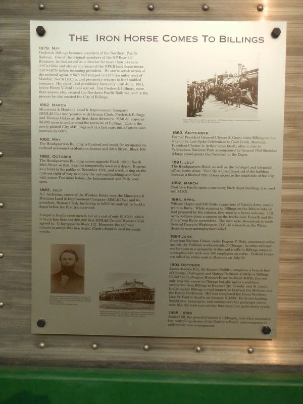 The Iron Horse Comes To Billings Marker, panel 1 image. Click for full size.