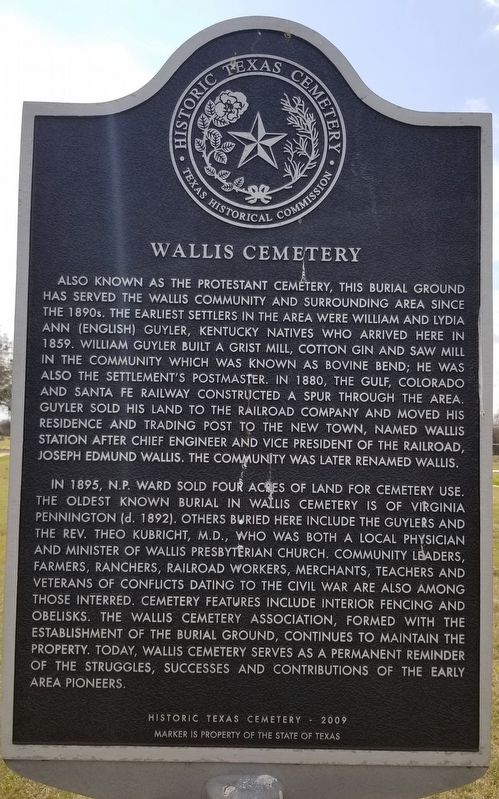 Wallis Cemetery Marker image. Click for full size.
