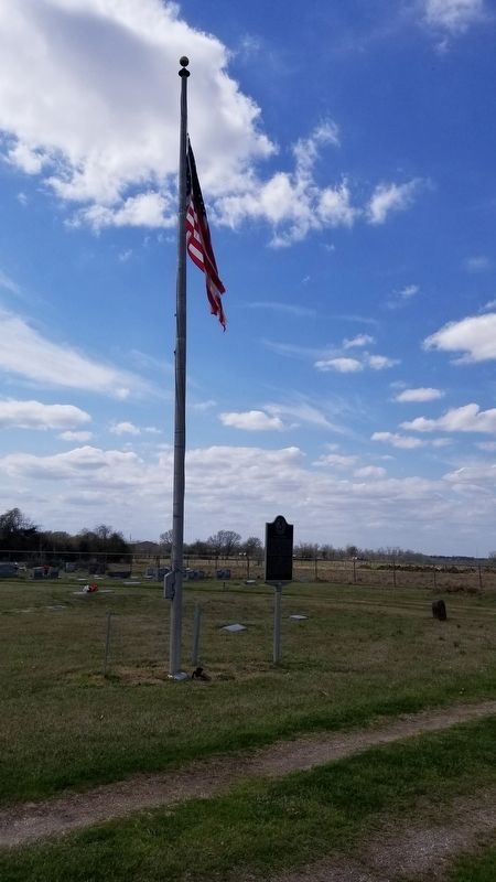 The flagpole and the Wallis Cemetery Marker image. Click for full size.