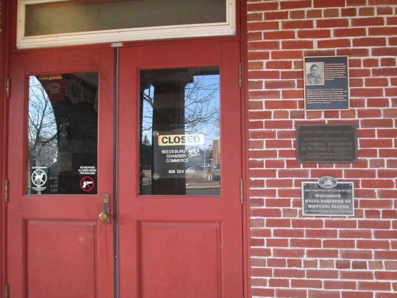 View of markers at entrance door. image. Click for full size.