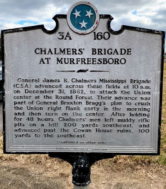 Front Side of Chalmers� Brigade at Murfreesboro Marker image. Click for full size.