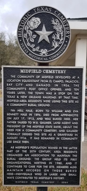 Midfield Cemetery Marker. Click for full size. Midfield Cemetery Marker image. Click for full size.