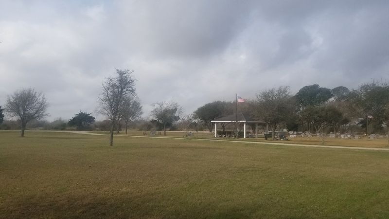 The view of the Midfield Cemetery, Pavilion and Marker. Click for full size. The view of the Midfield Cemetery, Pavilion and Marker image. Click for full size.
