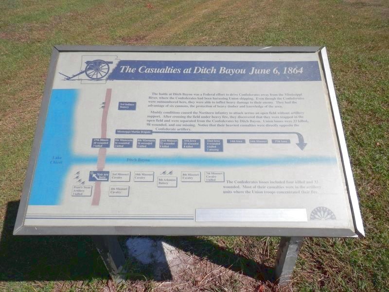 The Casualties at Ditch Bayou June 6, 1864 Marker. Click for full size. The Casualties at Ditch Bayou June 6, 1864 Marker image. Click for full size.