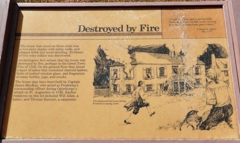 Frederica — Destroyed by Fire Marker image. Click for full size.