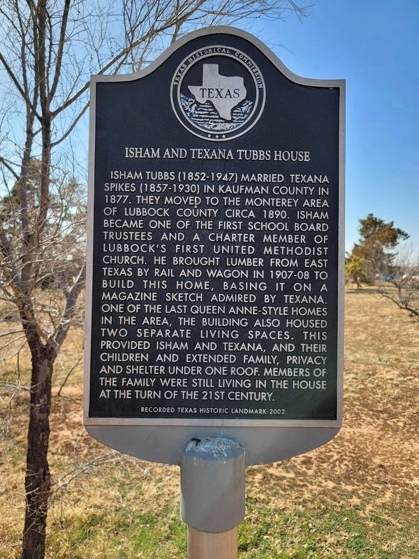 Isham and Texana Tubbs House Marker image. Click for full size.
