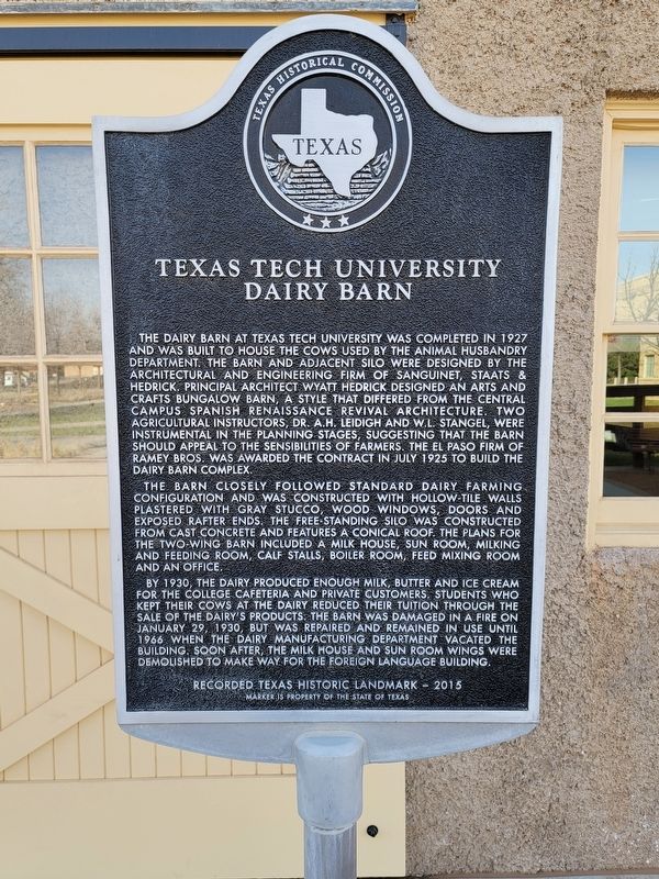 Texas Tech University Dairy Barn Marker image. Click for full size.