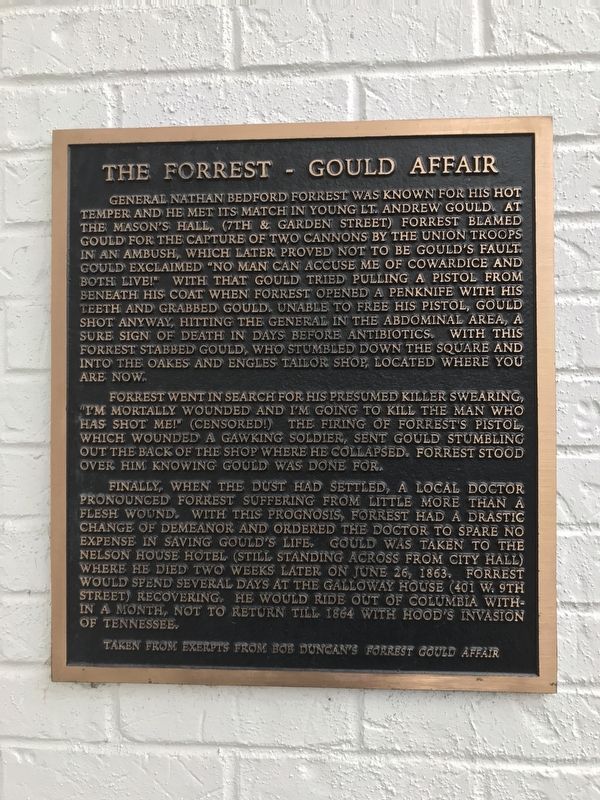 The Forrest-Gould Affair Marker image. Click for full size.