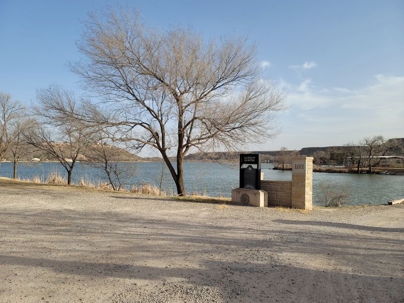 Partial view of lake and Ransom Canyon Marker image. Click for full size.