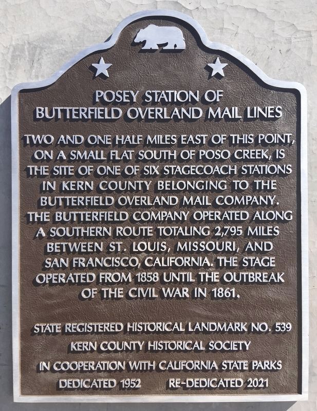 Posey Station of Butterfield Overland Mail Lines Marker image. Click for full size.