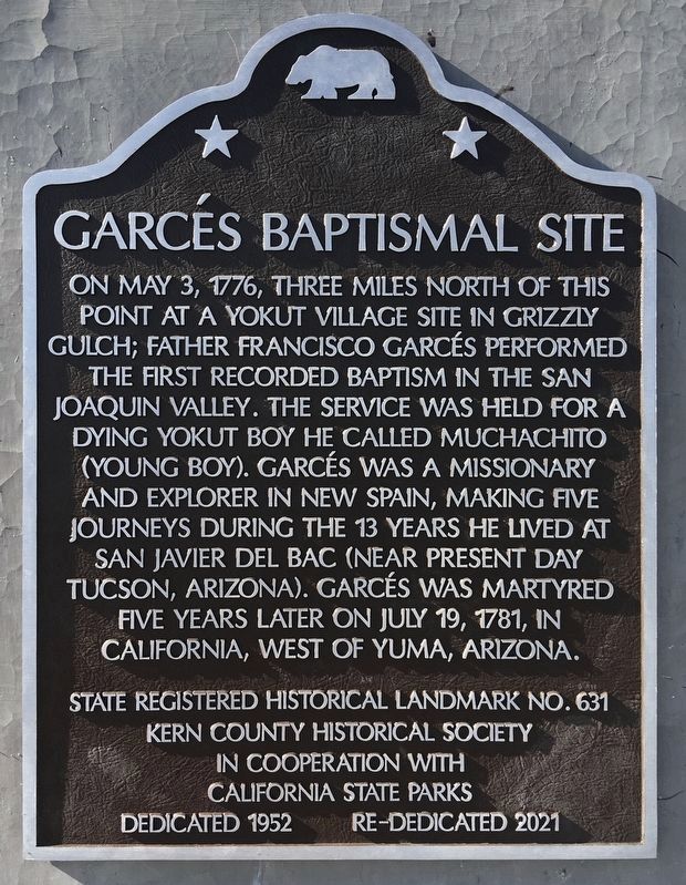 Garcés Baptismal Site Marker. Click for full size. Garcés Baptismal Site Marker image. Click for full size.