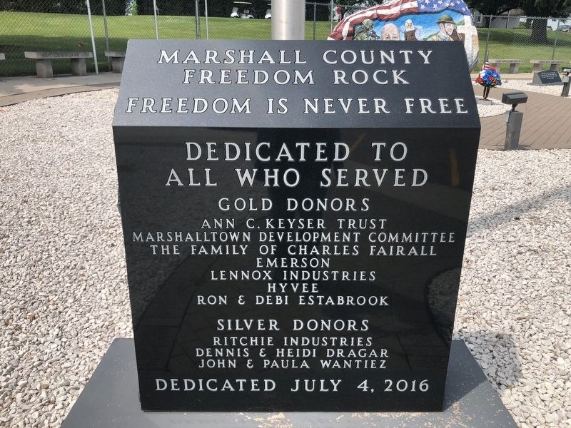 Marshalltown Freedom Rock Memorial. Click for full size. Marshalltown Freedom Rock Memorial image. Click for full size.