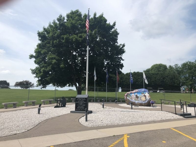 Marshalltown Freedom Rock Memorial wide view. Click for full size. Marshalltown Freedom Rock Memorial wide view image. Click for full size.