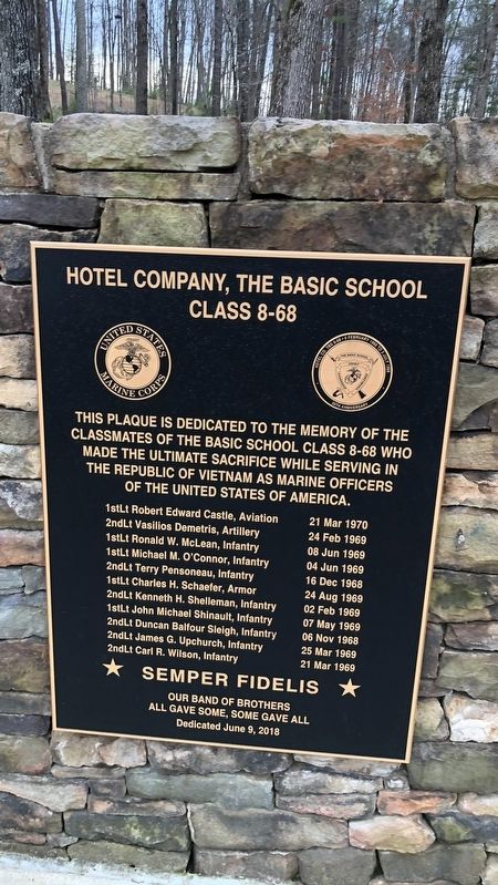 Hotel Company, The Basic School Marker image. Click for full size.
