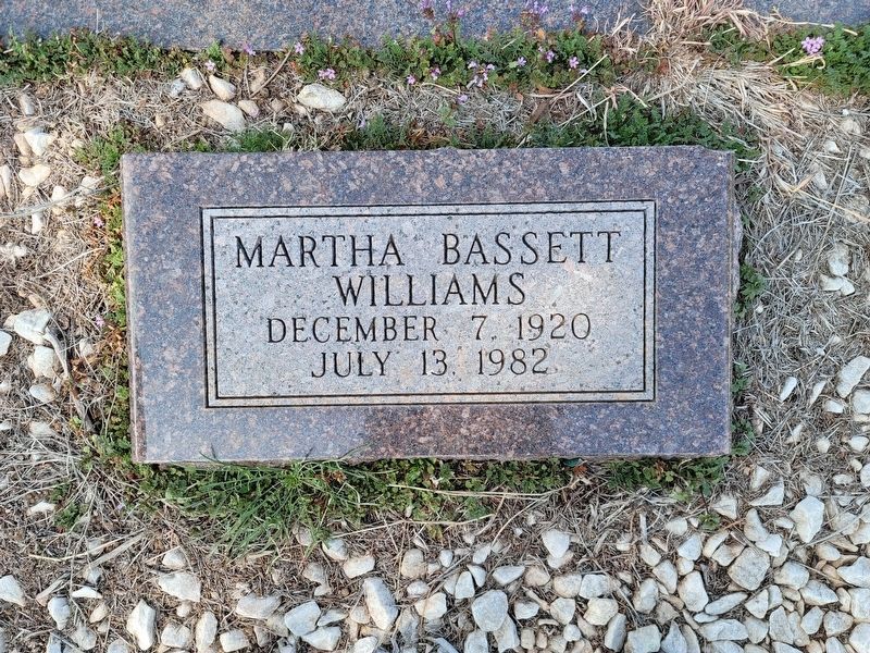 Martha Bassett Williams grave marker. Click for full size. Martha Bassett Williams grave marker image. Click for full size.