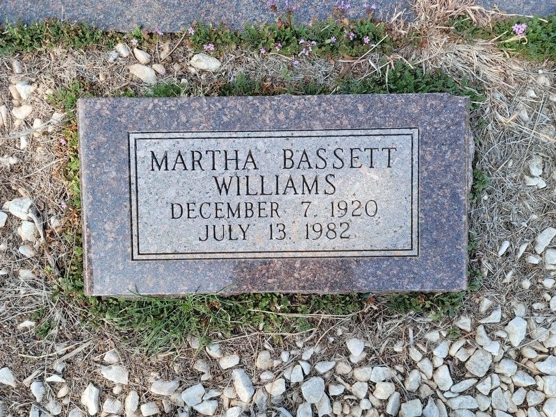 Martha Bassett Williams grave marker image. Click for full size.