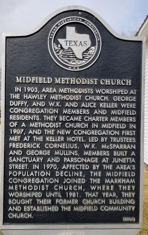 Midfield Methodist Church Marker image. Click for full size.