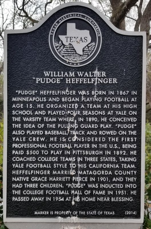 William Walter “Pudge” Heffelfinger Marker image. Click for full size.