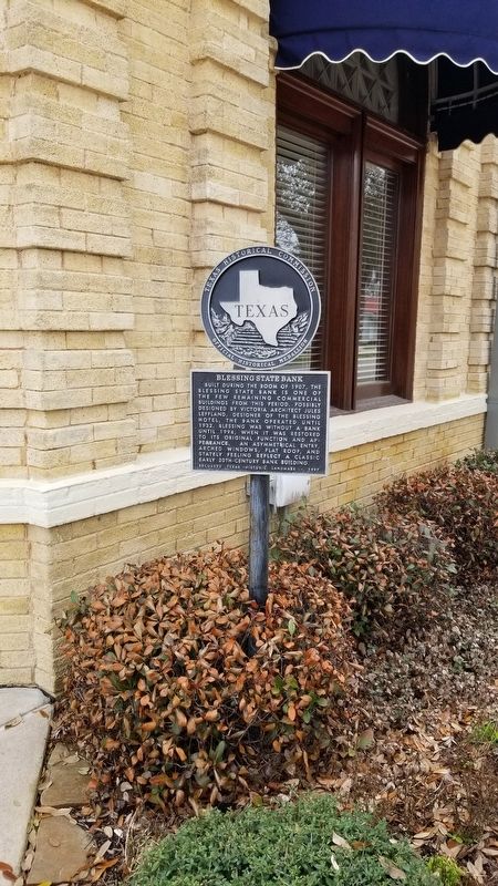 Blessing State Bank and Marker. Click for full size. Blessing State Bank and Marker image. Click for full size.
