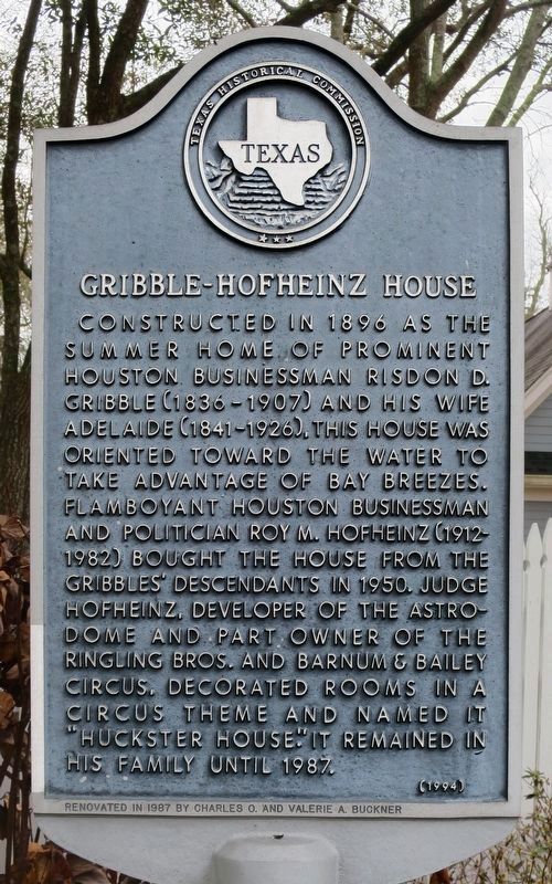 Gribble-Hofheinz House Marker image. Click for full size.