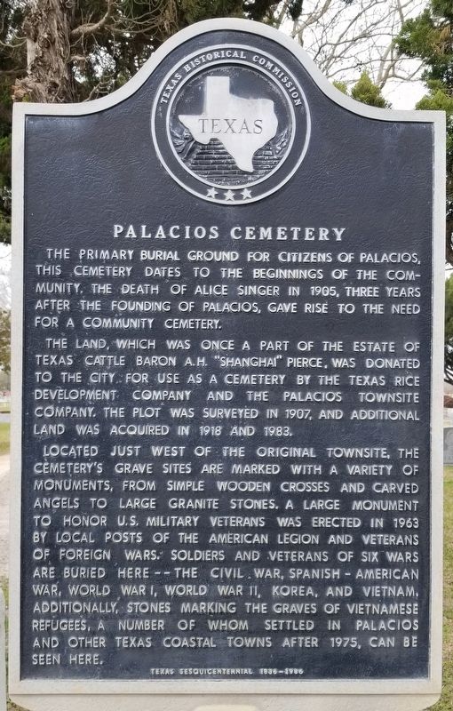 Palacios Cemetery Marker image. Click for full size.