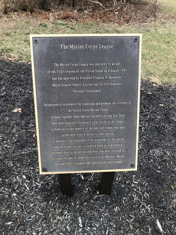 The Marine Corps League Marker. Click for full size. The Marine Corps League Marker image. Click for full size.